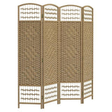 HOMCOM 4 Panel Room Divider, Folding Privacy Screen, 5.6' Room Separator, Wave Fiber Freestanding Partition Wall Divider, Natural HOMCOM