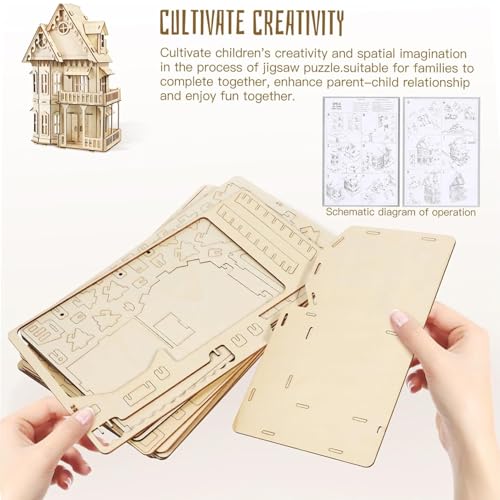 3D House Jigsaw Puzzle Model Kit - CUTEROOM Fantasy Villa Dollhouse DIY Building Set for Adults, Creative Home Decor Gift