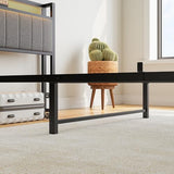 Twin Bed Frame with Charging Station and LED Lights,Upholstered Headboard with Storage Shelves,Metal Single Platform Bed Frame Twin Size with Strong Metal Slats Support No Box Spring Needed,Noise Free BOFENG