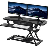 VERSADESK PowerPro™ 36 Inch Electric Standing Desk Converter, Height Adjustable Sit to Stand Up Desk Riser, Laptop and Dual Monitor Desktop Workstation with Wide Keyboard Tray and USB Port, Black VERSADESK