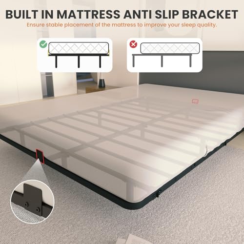 Kaelidra Queen Size Floating Bed Frame with LED Lights, Heavy Duty Metal Platform Floating Bed Frame with Charging Station, No Box Spring Needed, Easy Assembly, Noise Free Kaelidra