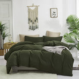 Luxlovery Green Comforter Set Full Army Green Bedding Set Minimalist Bedding Set Modern Soft Breathable Blanket Quilts Olive Comforter Set for Women Men Full Bed Luxlovery