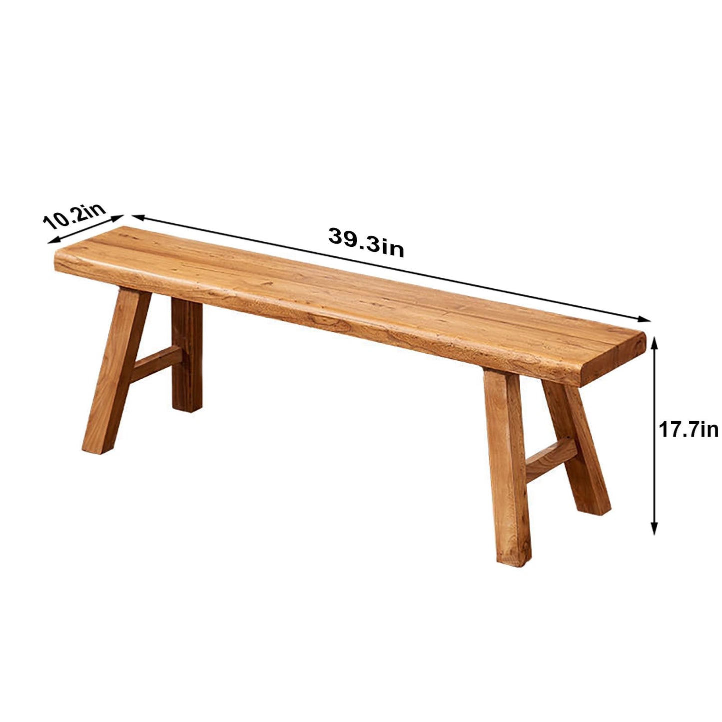 ZPrestiCraftbl Wood Bench Indoor - 39.3in Farmhouse Decor Entryway Bench, Dining Bench, Natural Solid Wood,Durable Shoe Changing Bench for Bedroom or Bathroom