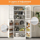 Jehiatek 64” Kitchen Pantry Storage Cabinet, Tall Kitchen Pantry Cabinets with Doors and Shelves, Food Pantry Cabinet Buffet Cupboards for Bedroom Jehiatek