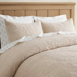 EVERGRACE 100% Cotton Paisley Quilt Set, King Size 3 Piece Set – Prewashed Lightweight Bedspread with 2 Shams, Soft & Breathable Matelasse Coverlet for All-Season Comfort, Flax Beige EVERGRACEHOME