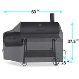 NEXCOVER Offset Smoker Cover - 60 Inch Waterproof Charcoal Grill Cover, Outdoor Heavy Duty BBQ Cover, Rip Resistant Smokestack Barbecue Cover for Brinkmann Char-Broil Weber Nexgrill, Black. NEXCOVER