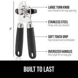 The Original GORILLA GRIP Heavy Duty Stainless Steel Smooth Edge Manual Can Opener and Bottle Openers, Soft Handle, Rust Proof Oversized Handheld Easy Turn Knob, Multifunctional Kitchen Tool, Black Gorilla Grip