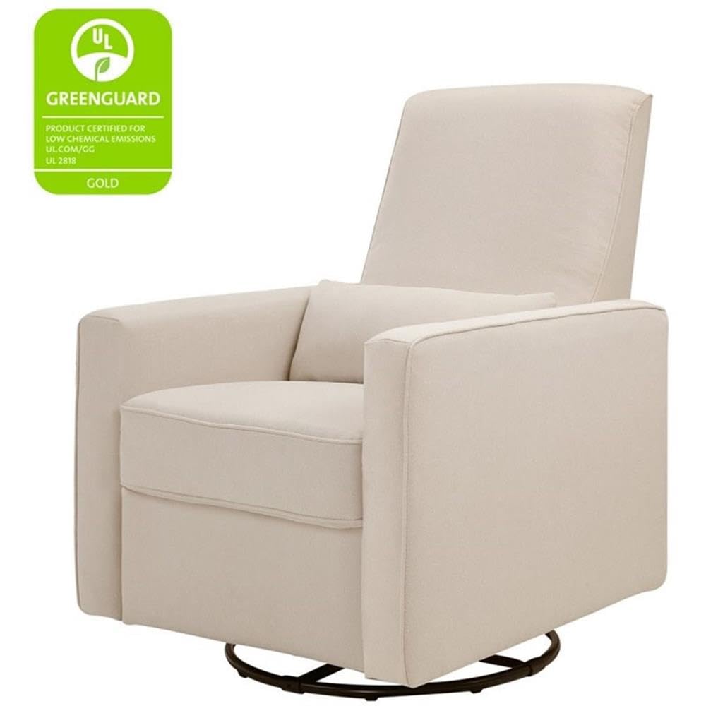 DaVinci Piper 360° Swivel Rocker Recliner Chair - Glider Rocking Chair for Nursery and Living Room- GREENGUARD Gold, FSC & Certi-PUR US Certified - Ultra Comfy Glider Recliner Nursery Chair - Cream DaVinci