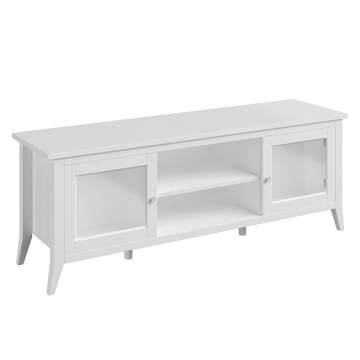 Lavish Home TV Stand - 55-inch Storage Cabinet with 2 Cubbies and 2 Shelves - Entertainment Center for Living Room, Bedroom, or Entryway (White) Lavish Home