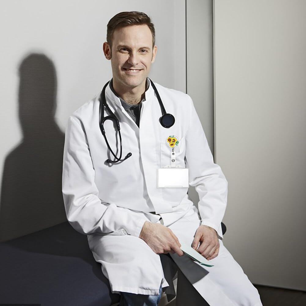 30PCS Badge Reel Holder Retractable Holder Sublimation Blanks Keychain Rotating Badge Reel Clip Name Lanyard Clip ID Card Holder Teacher Nurse Student Volunteer Surakey