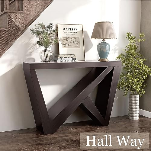 HOMES: Inside + Out Naomi Modern Decorative Accent Console with W-Shaped Legs, Narrow Desk, Wood Entryway Console Table for Living Room, Hallway, Entrance, Small Spaces, Cappuccino HOMES: INSIDE + OUT
