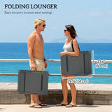Outsunny Chaise Lounge Chair Outdoor Set of 2, 5-Position Adjustable Outdoor Pool Lounge Chairs, Folding Tanning Chair Beach Lounger with Cushion, Headrest, Side Pocket for Patio, Yard, Gray