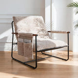 HavBeat Comfy Accent Chair Cozy Reclining Sleeper Oversized Recliner Arm Chairs for Living Room Modern Lounge Armchair with Wood Armrests Sturdy Upholstered Single Sofa for Bedroom Home Office