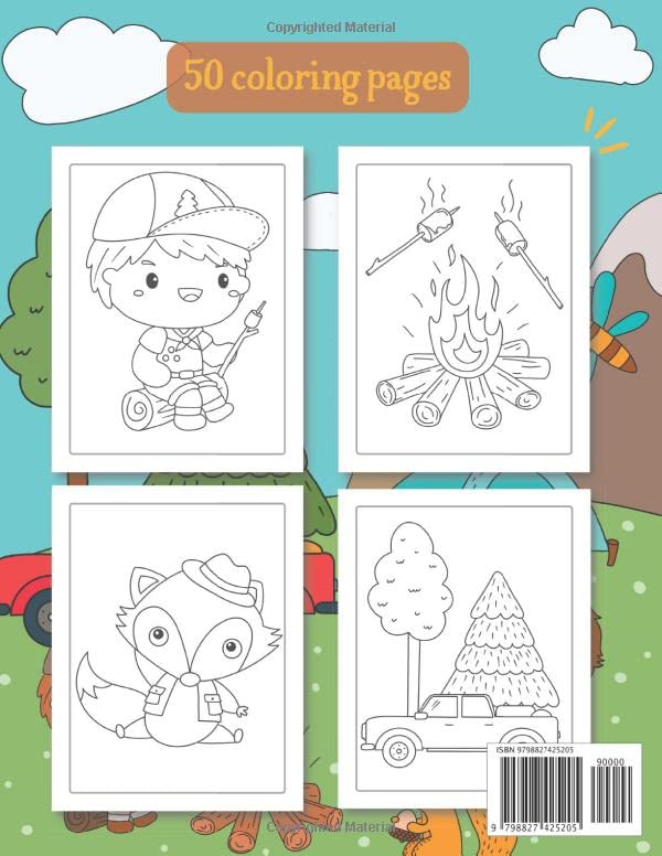 Camping Coloring Book for Kids (Ages 2-6): Camping Gift for Kids Majosta