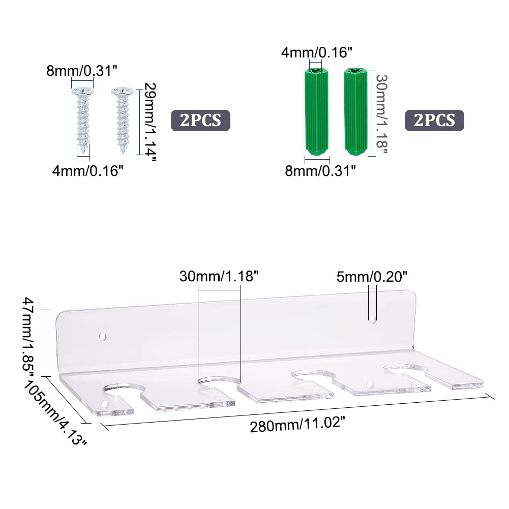 AHANDMAKER 2 Pack Acrylic Wine Glass Holders Wall Mounted, Clear Wine Glasses Display Rack, Champagne Wall Holder, Under Cabinet Wine Glass Storage Shelves, for Kitchen Bar Restaurant AHANDMAKER