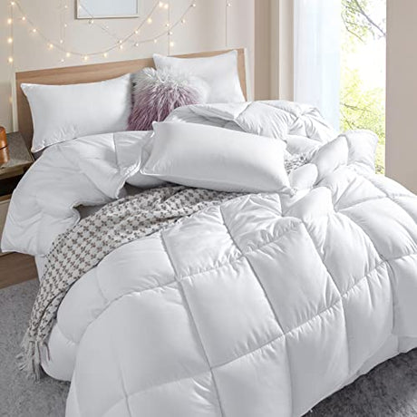 Winter Extra Warm White King Size Down Alternative Comforter, Heavyweight All Season Fiberfill Comforter Duvet Insert 106x90 with Corner Tabs - Ultra Soft Brushed Microfiber Shell Dorrin Nessin