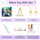 Gemozaic Sea Turtle Paint by Numbers Kit for Kids with Frame and Easel, Kids Paint by Number on Canvas for Age 4-8, 8x8 Inch Gemozaic