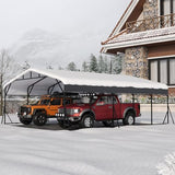 Carport with Reinforced Frame and Steel Roof, All-Weather Metal Car Port for Bass Boats, Sedans, and Tractors, 20 x 25 ft TROPOW