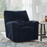 Signature Design by Ashley SimpleJoy Casual Rocker Recliner with Pillow-Top Armrest, Dark Blue
