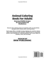 Animal Coloring Book for Adults: Relaxing Wildlife Designs for Stress Relief and Mindfulness WoodArtSupply
