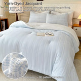 tohrisa Boho Comforter Set King Size - 3 Pieces Lightweight Jacquard Seersucker Bedding Sets (1 Soft Fluffy Grid Comforter & 2 Pillowcases) - All Seasons Cozy Modern Bed Set(104"x90" Sky Blue) tohrisa