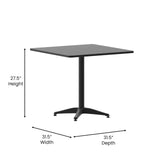 Flash Furniture Mellie 31.5'' Square Aluminum Indoor-Outdoor Table with Base, Black Flash Furniture