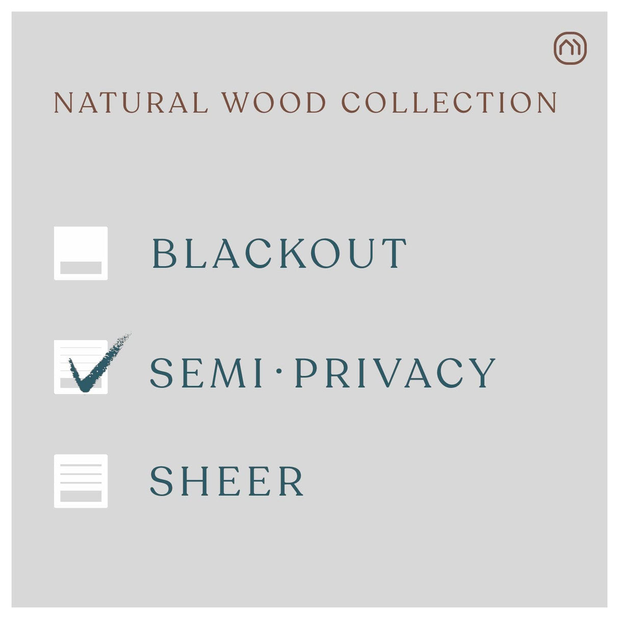 MOOD Custom Bamboo Shades | Natural | Cordless Bamboo Roman Shades for Windows and Doors (Natural Woven) | Natural Cedar (Great Privacy) | Custom Size Mood