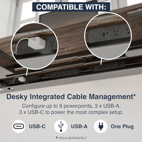 Desky Electric Standing Desk, 47.2" Laminate Height Adjustable Sit Stand Desk, Dual Motor, 4 Memory Presets, Ergonomic Computer Workstation for Home Office – Burnished Wood Top and Space Gray Frame Desky