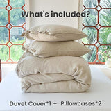 Simple&Opulence 100% Linen Duvet Cover Set 2pcs with Coconut Button Closure Natural French Washed Flax Solid Color Soft Breathable Farmhouse Bedding - Linen, Twin Size Simple&Opulence