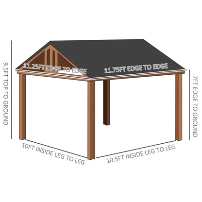 GAELOP DFHBFG 12' x 11' hardtop gazebo with wood frame and waterproof asphalt roof, gazebo canopy for garden, patio, backyard