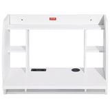 VEVOR Floating Wall Mount Computer Desk Socket and 70.9 in (1.8 m) Power Cord for Home Office, Space Saving with Storage Shelves and Cubby, White VEVOR