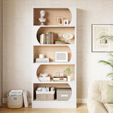 LITTLE TREE 70.8-Inch Modern Bookshelf, 5-Tier Freestanding Tall White Bookshelf, Large Open Bookcase with Storage, Large Book Shelf for Office, Home, or Classroom (White and Walnut) LITTLE TREE