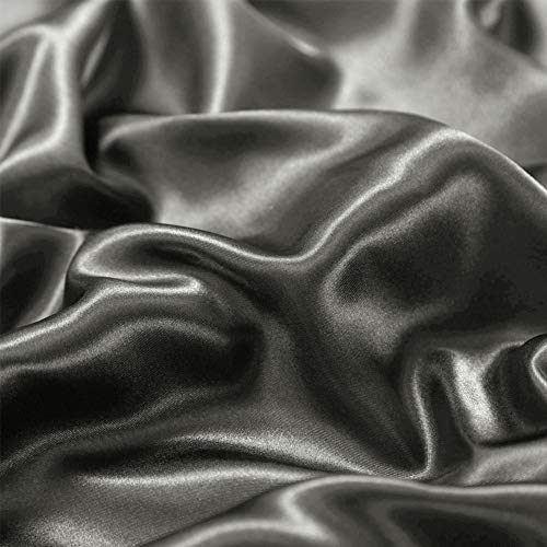AiMay 3 Piece Satin Duvet Cover Set Bedding Sets Luxury Rich Silk Silky Super Soft Solid Color Reversible Stain-Resistant Wrinkle Free (Queen, D-Grey) AiMay