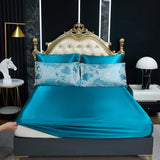 Jacquard Full Comforter Set Peacock Green Sheet Set Satin Bedding Set 8 Pcs Embroidery Neoclassical Floral Bed Home Decor Soft Down Comforter Luxury Hotel Silky Bed in a Bag with 1 Cushion Cover Bedding_Dreamer