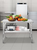 VEVOR Commercial Worktable Workstation 48 x 24 Inch Folding Commercial Prep Table, Heavy-duty Stainless Steel Folding Table with 772 lbs Load, Kitchen Work Table, Silver Stainless Steel Kitchen Island VEVOR