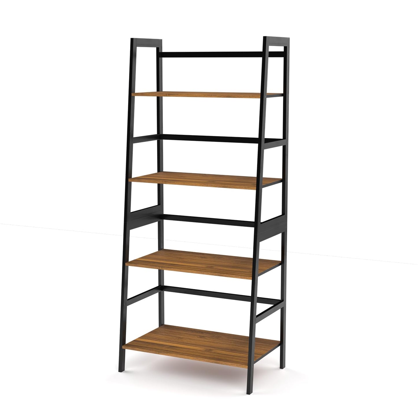 Bookshelf 4 Tiers, Bamboo Bookcase Tall Book Shelf Storage Organizer Modern Display Shelving Unit Wall Corner Storage Rack for Home Office Decor, Living Room, Kitchen, Bedroom, Bathroom, Industrial