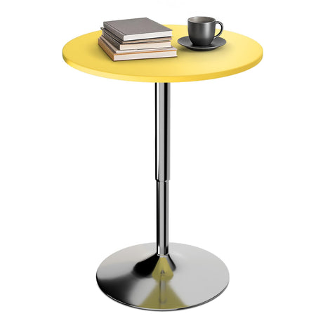 Athena Collection Round Bar Table 27.5"- 36" Height Adjustable Bistro Pub Table, Bar Height Cocktail Table with Swivel Top Metal Base, Tall Table for Home Bar Party Event, Yellow Athena Collection