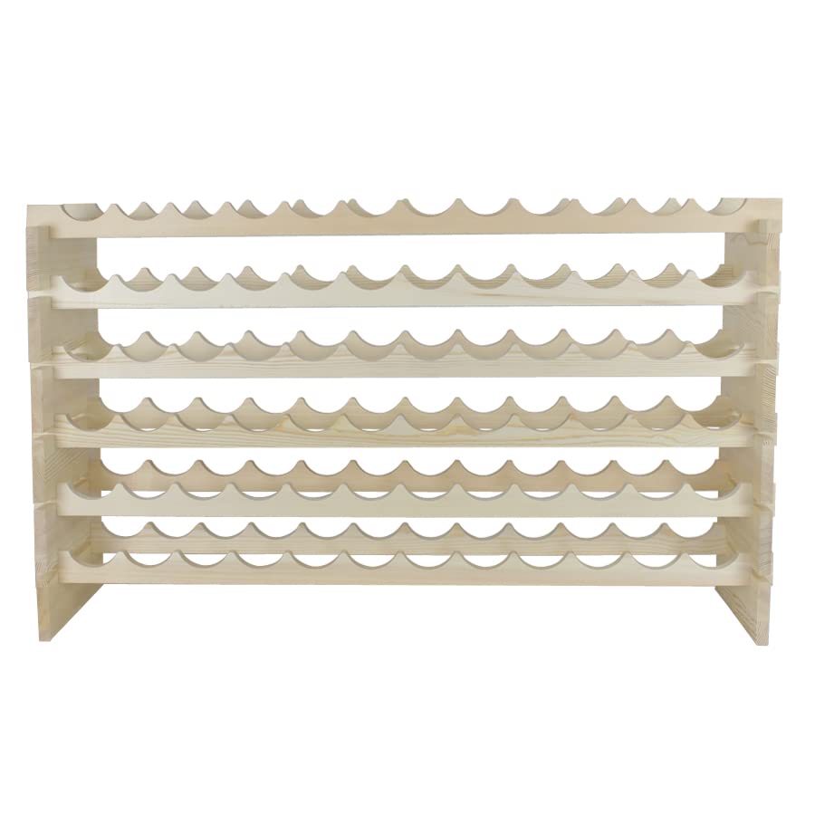 F2C Wood 72-Bottle Stackable Modular Wine Rack Wood Wine Cabinet Free standing Wine Storage Organizer Display Shelf Wine Bottle Holder Kitchen Decor Classic Style, Wobble Free F2C