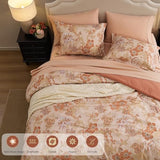 BLOOMHAVEN King Comforter Set -7 Pieces Terrecotta Floral Comforter Set for All Seasons, Bed in a Bag King with Botanical Flowers Comforter, Sheets, Pillowcases & Shams BLOOMHAVEN