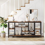 Tribesigns Console Sofa Table, 70.9 inch Extra Long Table Behind Couch with Storage Shelves, 3-Tier Industrial Narrow Entryway Hallway Accent Table for Living Room, Rustic Brown Tribesigns