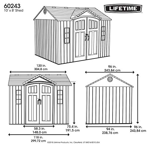 Lifetime 60243 10 x 8 Ft. Outdoor Storage Shed - WoodArtSupply