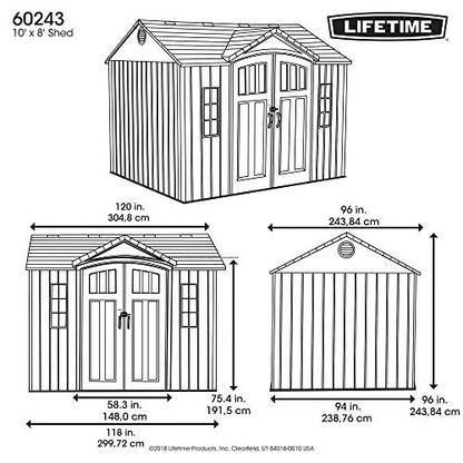 Lifetime 60243 10 x 8 Ft. Outdoor Storage Shed - WoodArtSupply