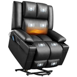 Yaheetech Large Electric Power Lift Recliner Chair, PU Leather Massage Chair with Heat and USB Port for Elderly, Ergonomic Lounge Chair with 2 Cup Holders Side Pockets, Overstuffed Wide Single Sofa Yaheetech