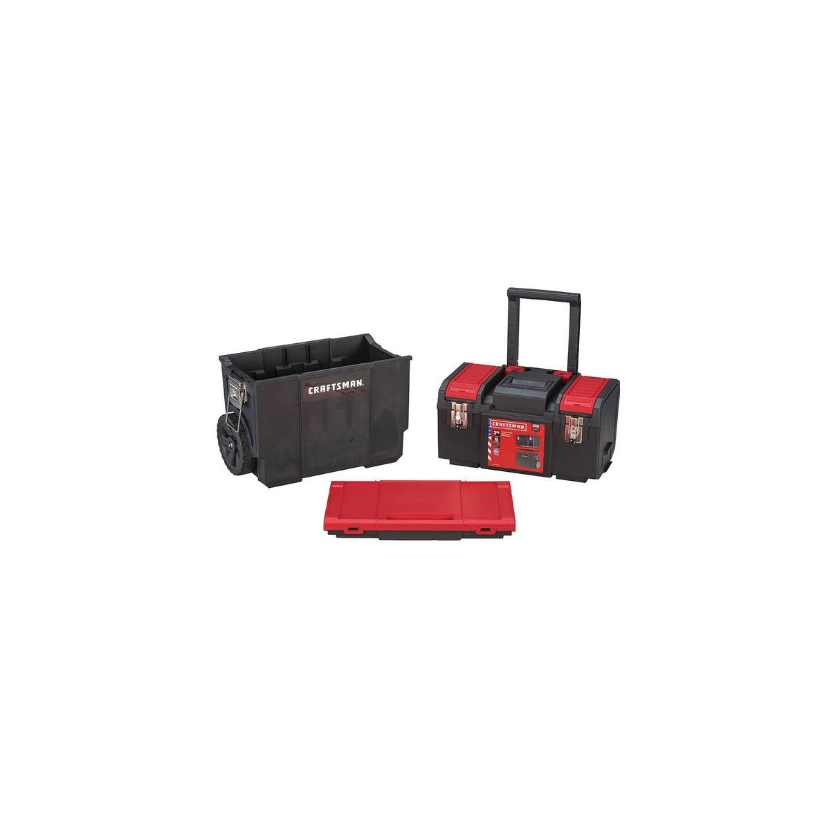 CRAFTSMAN 19-in. 3-in-1 Rolling Tool Box with Wheels, Red, Plastic, Lockable (CMST18614) CRAFTSMAN