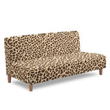 Garucesta Futon Cover with Elastic Bottom Armless Sofa Covers Non Slip Washable Couch Slipcover Scratch-Resistant Futon Sofa Slipcover for Dogs Cats, Leopard Print Beige Garucesta