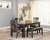 Signature Design by Ashley Haddigan Traditional Rectangular Dining Extension Table, Seats up to 8, Dark Brown Signature Design by Ashley