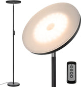 JOOFO Floor Lamp,30W/2400LM Sky LED Modern Torchiere 3 Color Temperatures Super Bright-Tall Standing Pole Light with Remote & Touch Control for Living Room,Bed Room,Office (Black) JOOFO