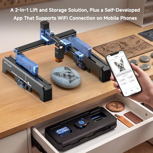 Artilume T1-P Laser Engraver 3000mW, APP Control, Foldable Design with Height Extension and Protective Enclosure, 0.01mm Precision, 200x150mm Engraving Area for Wood, Leather, Acrylic, for Beginners Artilume