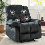 ANJ Massage Recliner Chair with Heat for Adults, Manual Recliners with Soft Fabric, Ergonomic Reclining Sofa with Overstuffed Armrests and Backrest, Single Recliner Chairs for Living Room, Dark Green
