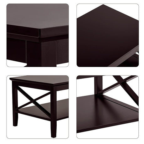 ChooChoo Oxford Coffee Table with Thicker Legs, Espresso Wood Coffee Table with Storage for Living Room 40 inches ChooChoo